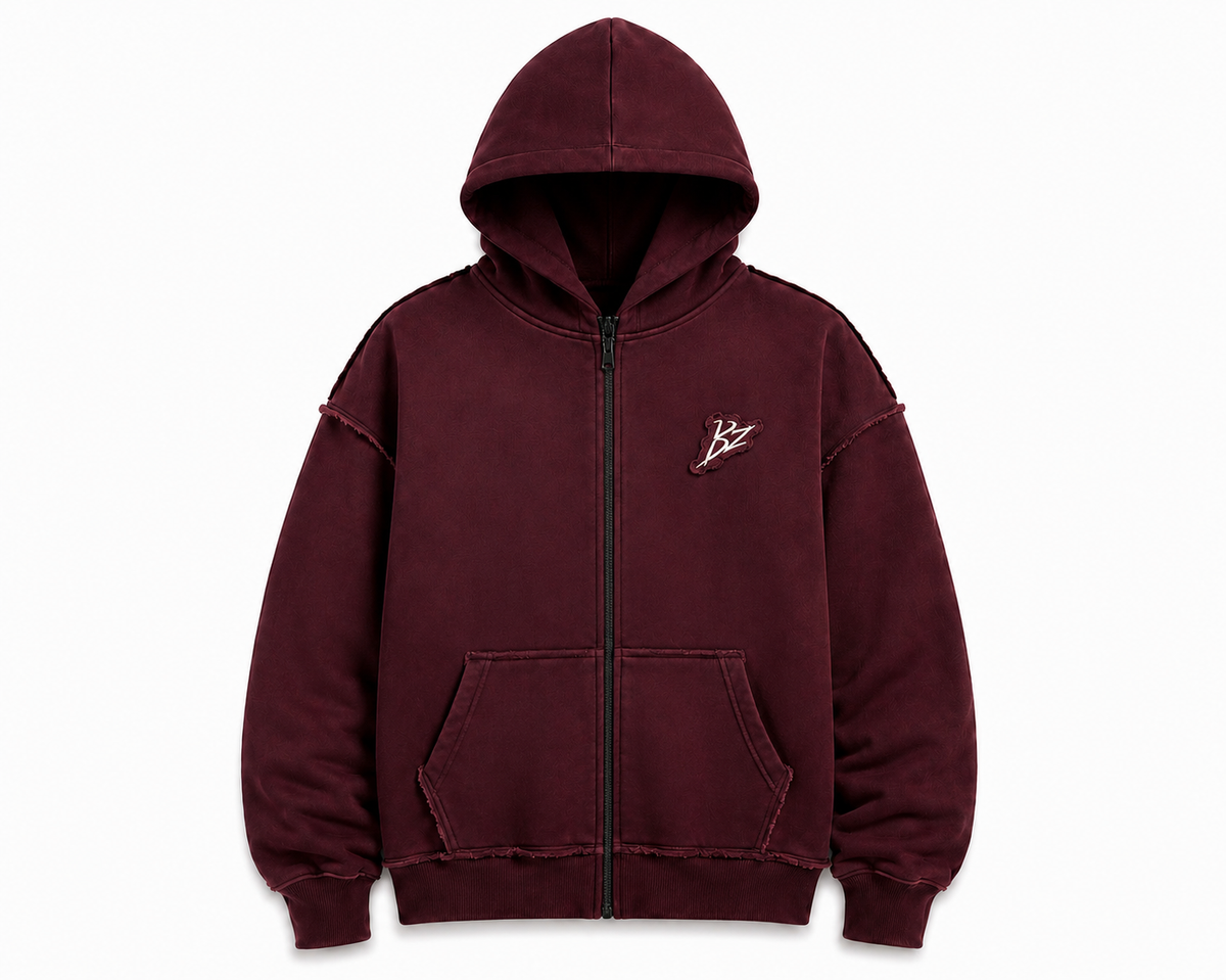 ZIP HOODIE WINE RED