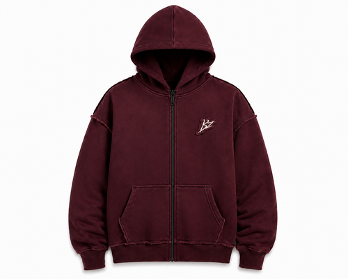 ZIP HOODIE WINE RED
